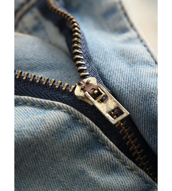 Faded Ripped Casual Pockets Jeans