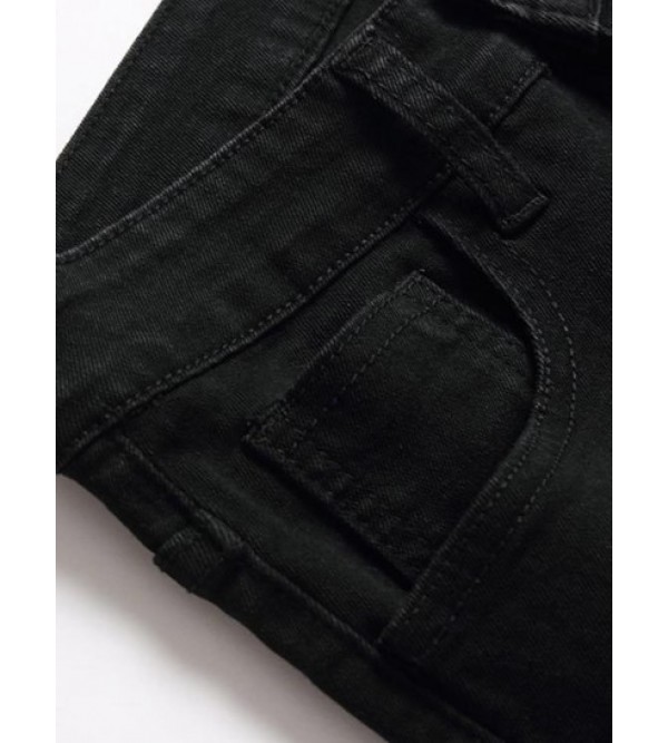 Broken Heart Pattern Zippered Jeans