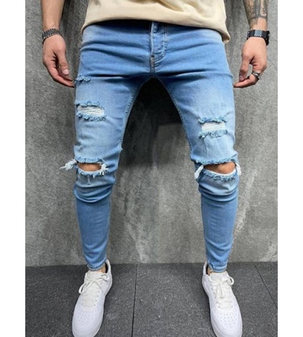 Casual Destroyed Frayed Jeans