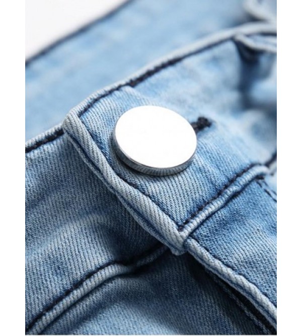 Drape Panel Design Zip Fly Jeans