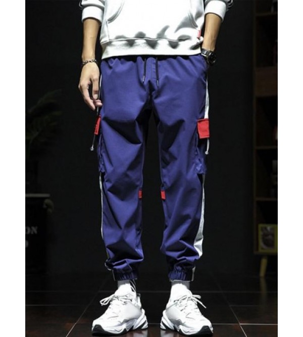 Colorblock Flap 3D Pocket Cargo Beam Feet Pants