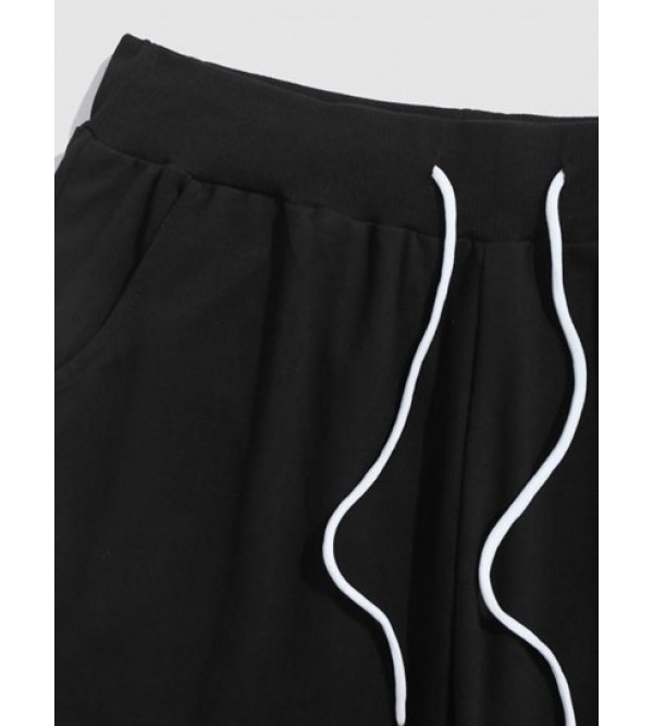 Letter And Rose Graphic Printed Drawstring Sweatpants