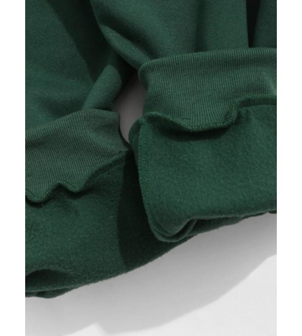 Fleece-lined Solid Color Jogger Sweatpants