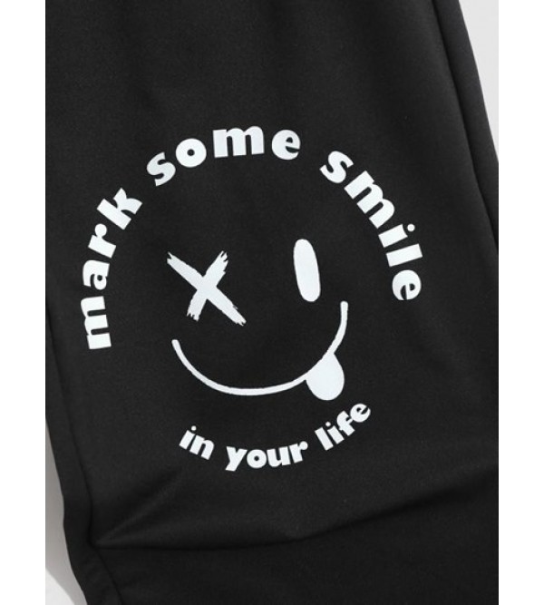 Mark Your Naughty Smile Slogan Jogger Graphic Sweatpants