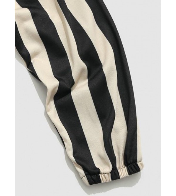 Contrasting Stripe Print Jogger Sweatpants