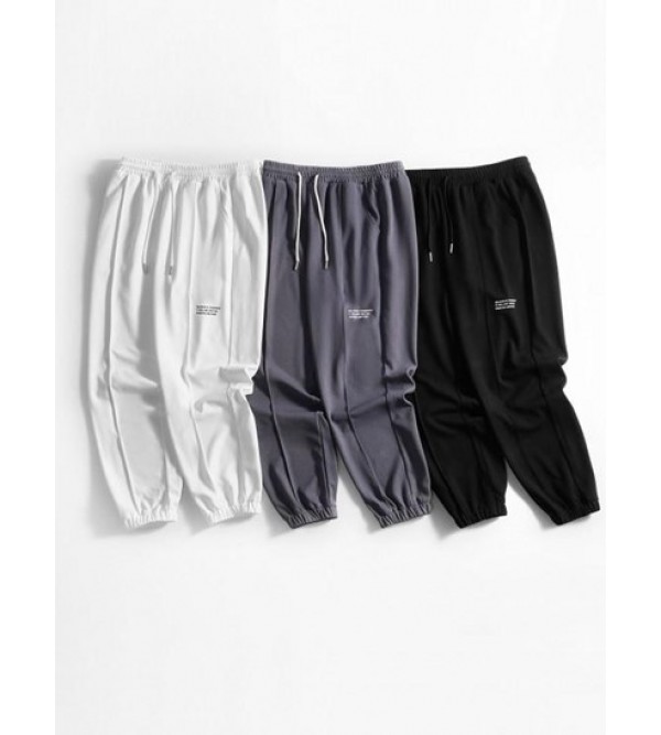 Letter Pintuck Drawstring Jogger Pants