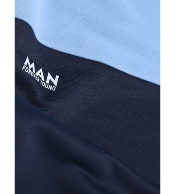 Letter Printed Colorblock Sports Sweat Pants