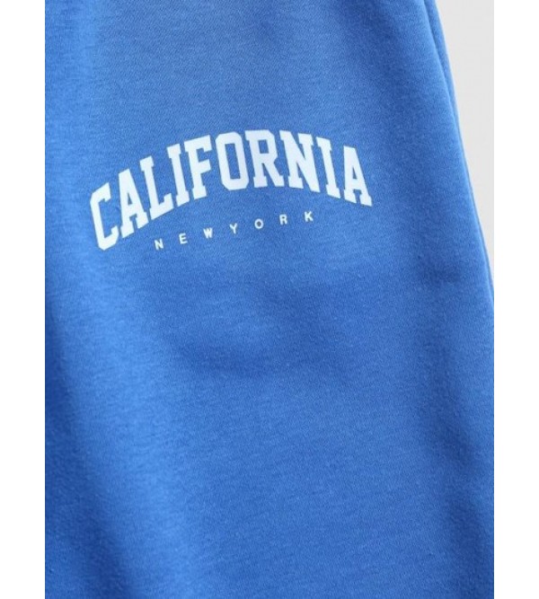 Letter CALIFORNIA Printed Drawstring Jogger Pants