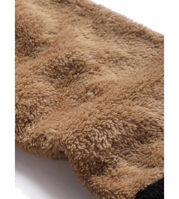 Letter Applique Contrast Faux Fur Fluffy Pants