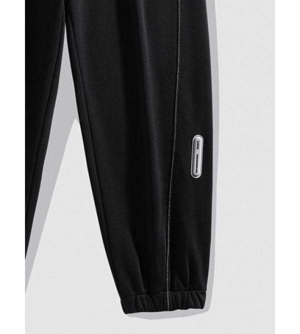 Pockets Patched Drawstring Jogger Pants