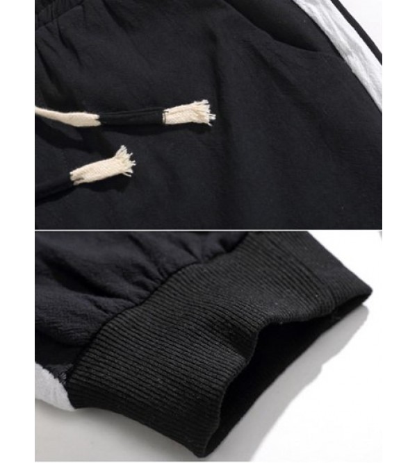 Color Spliced Elastic Waist Jogger Pants