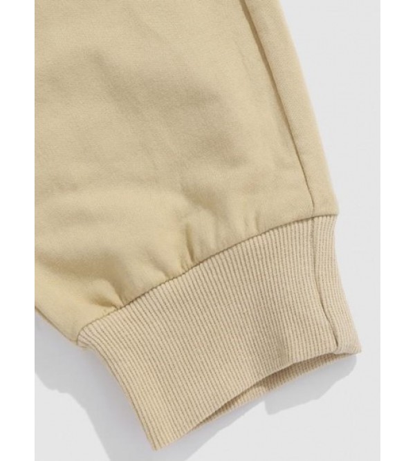 Japanese And Rose Printed Drawstring Jogger Pants