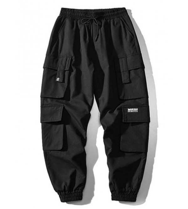 Multi Flap Pockets Drawstring Cargo Jogger Techwear Pants