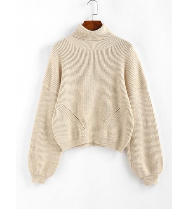 Lantern Sleeve Turtleneck Sweater