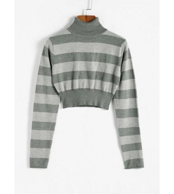 Colorblock Turtleneck Crop Jumper Sweater