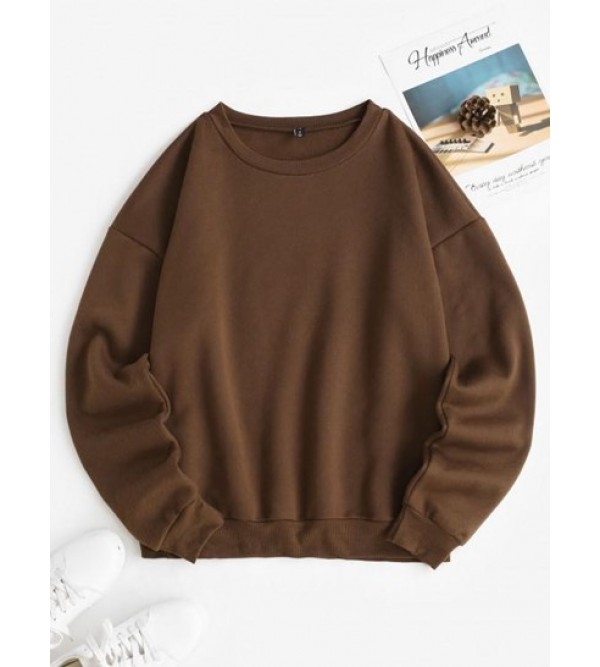 Fleece Lined Oversized Drop Shoulder Sweatshirt