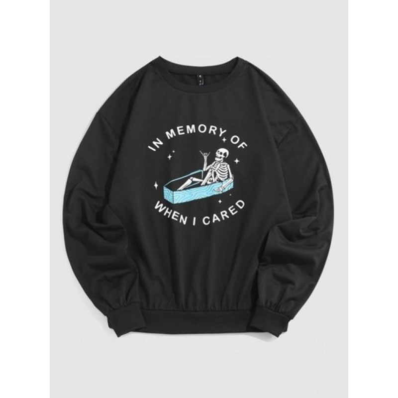Skeleton Graphic Halloween Pullover Sweatshirt