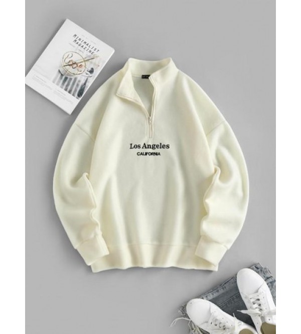 Quarter Zip Los Angeles CALIFORNIA Embroidered Sweatshirt