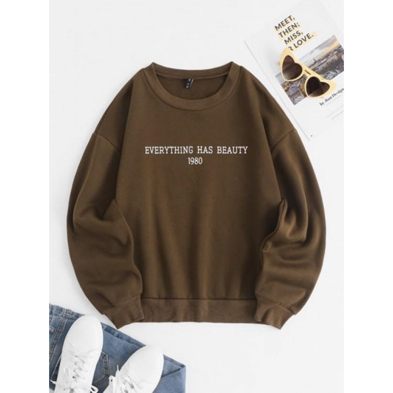 Crewneck EVERYTHING Graphic Fleece-lined Sweatshirt