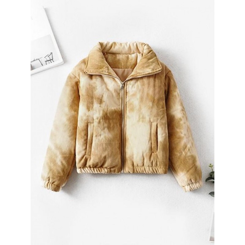 Corduroy Tie Dye Quilted Coat