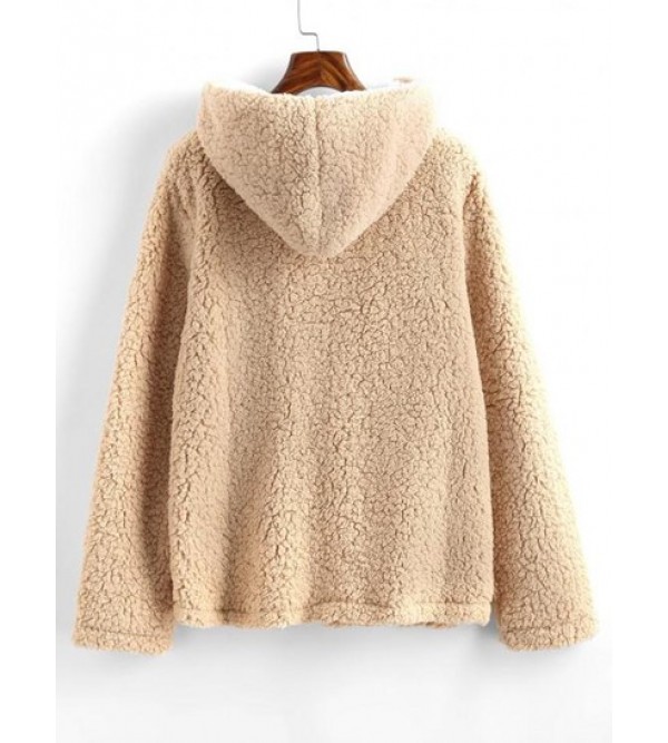 Quarter Zip Faux Shearling Teddy Hoodie