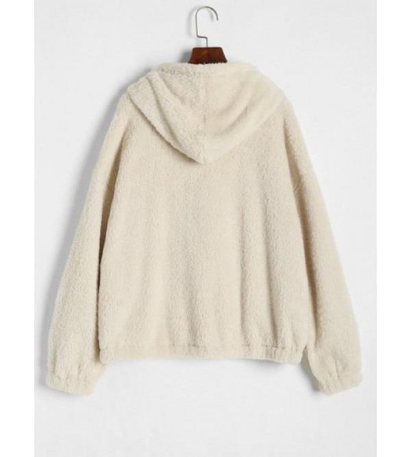 Hooded Fluffy Faux Shearling Jacket