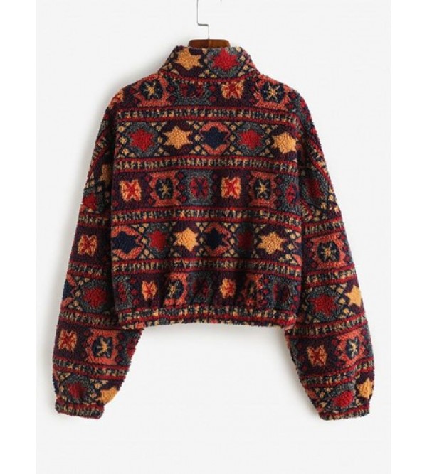 Tribal Print Short Teddy Coat