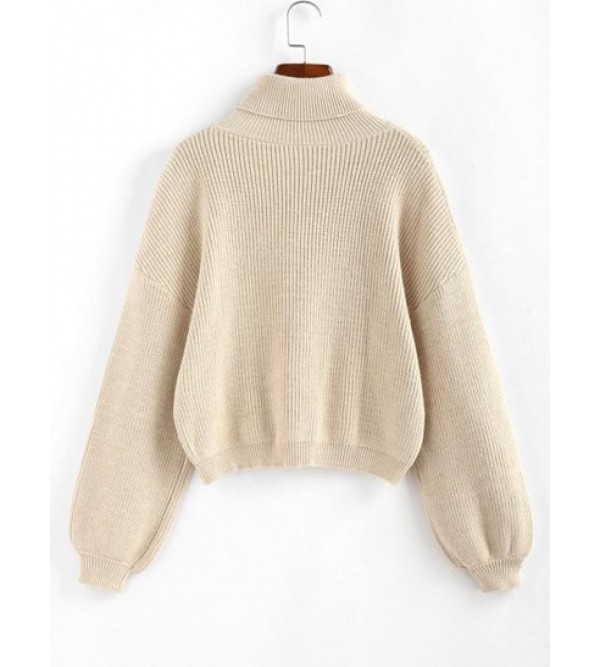 Lantern Sleeve Turtleneck Sweater