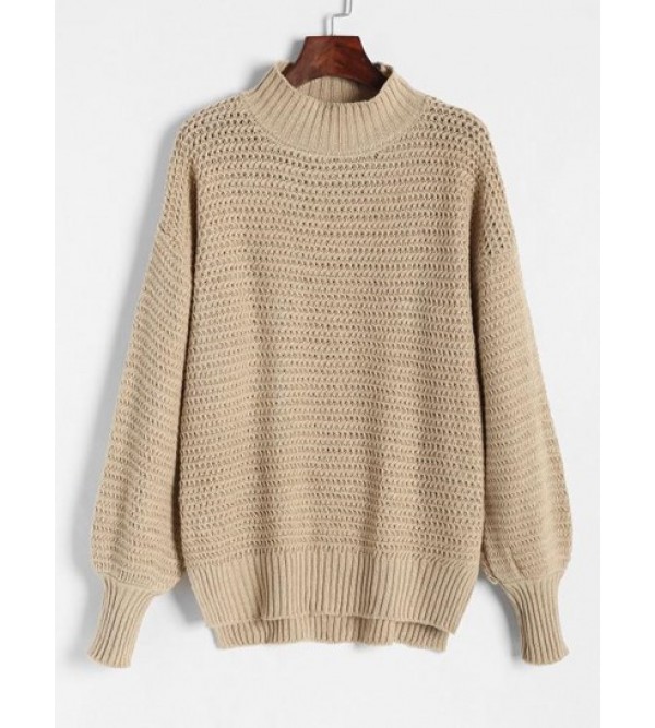 Stepped Split-hem Chinese Wave Stitch Sweater