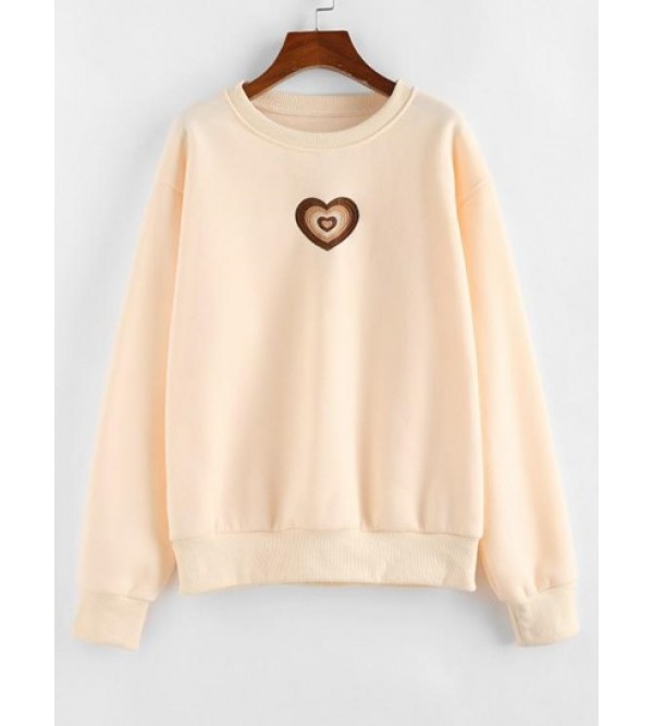 Heart Embroidered Valentines Loose Sweatshirt