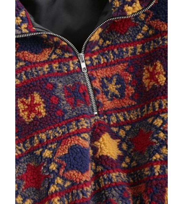 Christmas Snowflake Tribal Half Zip Teddy Sweatshirt