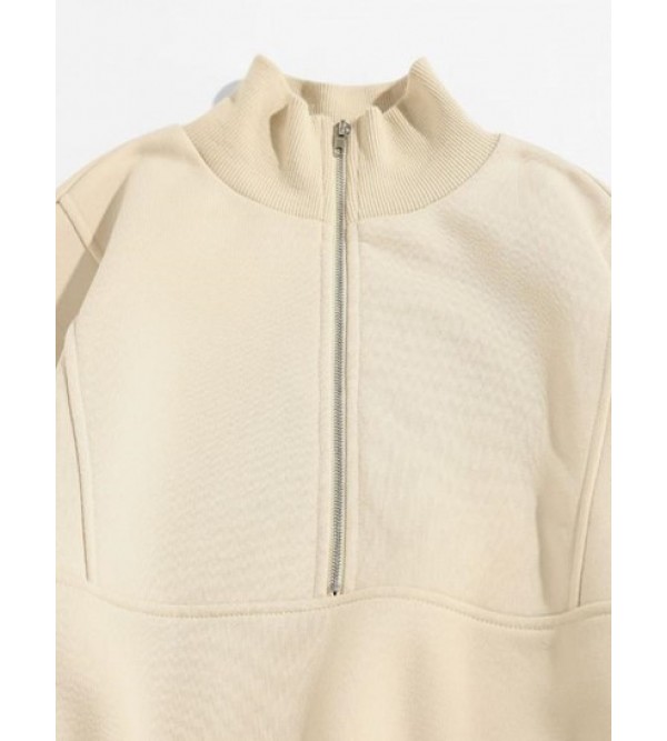 High Neck Half Zipper Pullover Sweatshirt