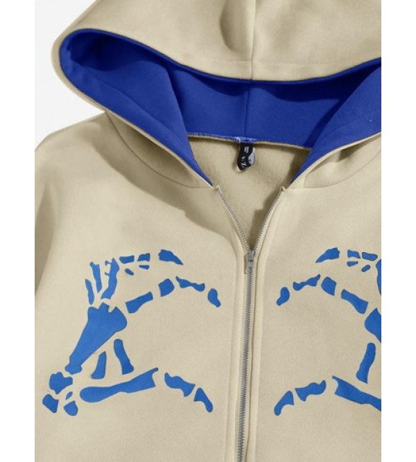 Halloween Skeleton Hands Zip Fleece Hoodie