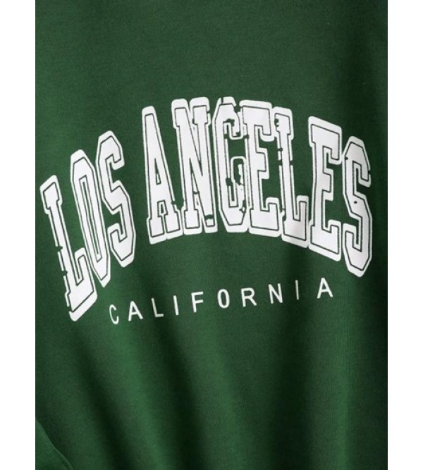 Flocking Lined Los Angeles Print Drop Shoulder Sweatshirt