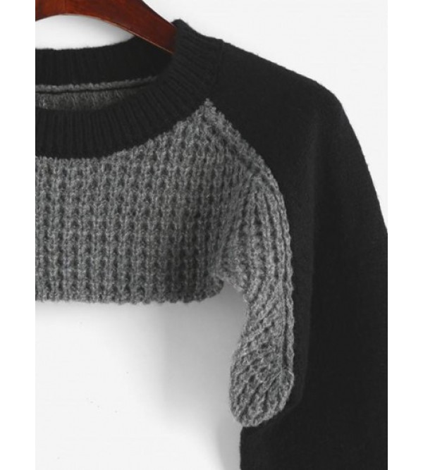 Crewneck Two Tone Bolero Sweater