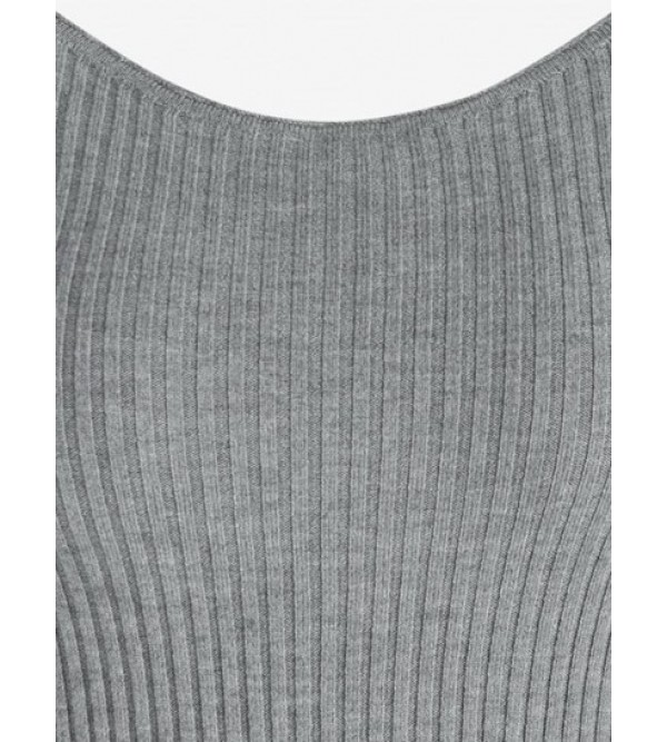 Faux Two Pieces Solid Color Knit Top