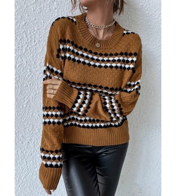 Contrast Striped Drop Shoulder Slouchy Sweater