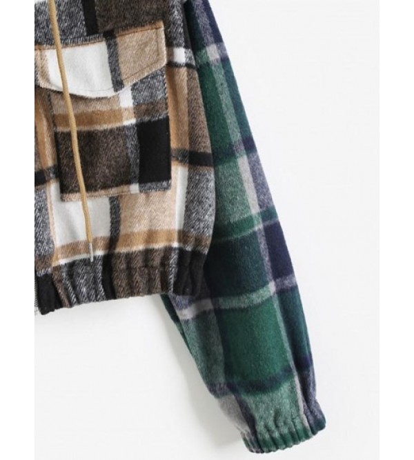 Hooded Plaid Cropped Jacket